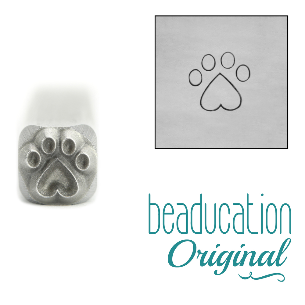 Metal Stamping Tools Paw with Heart Metal Design Stamp, 5mm - Beaducation Original